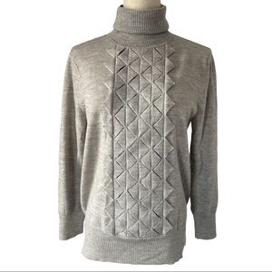 Diane Von Furstenberg DVF grey wool Diamond  pattern turtleneck sweater